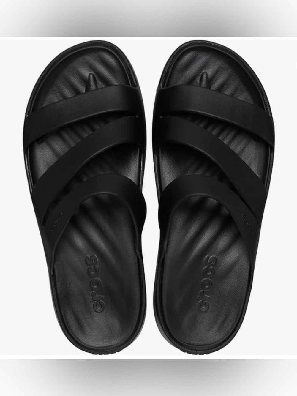 CROCS Women's Black Triple-Strap Slide Sandals - Picture 4 of 5